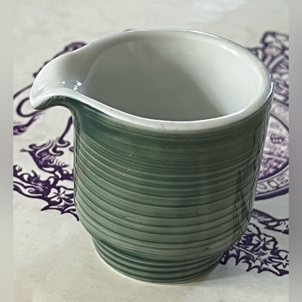 MOSA 41 Maastricht Holland Green Striped Mini Creamer Pitcher Individual Serving